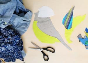 Criação do chapim azul em tecido