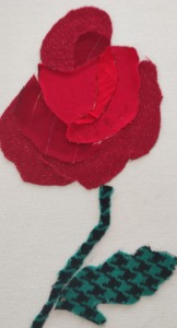 Rosa grandiflora em tecido - pormenor